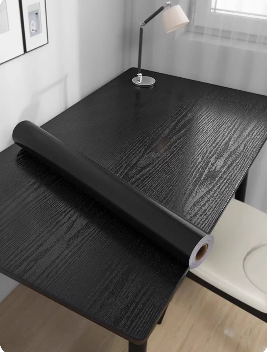 Premium Self-Adhesive Black Wood Wallpaper for Easy Home Renovation 11