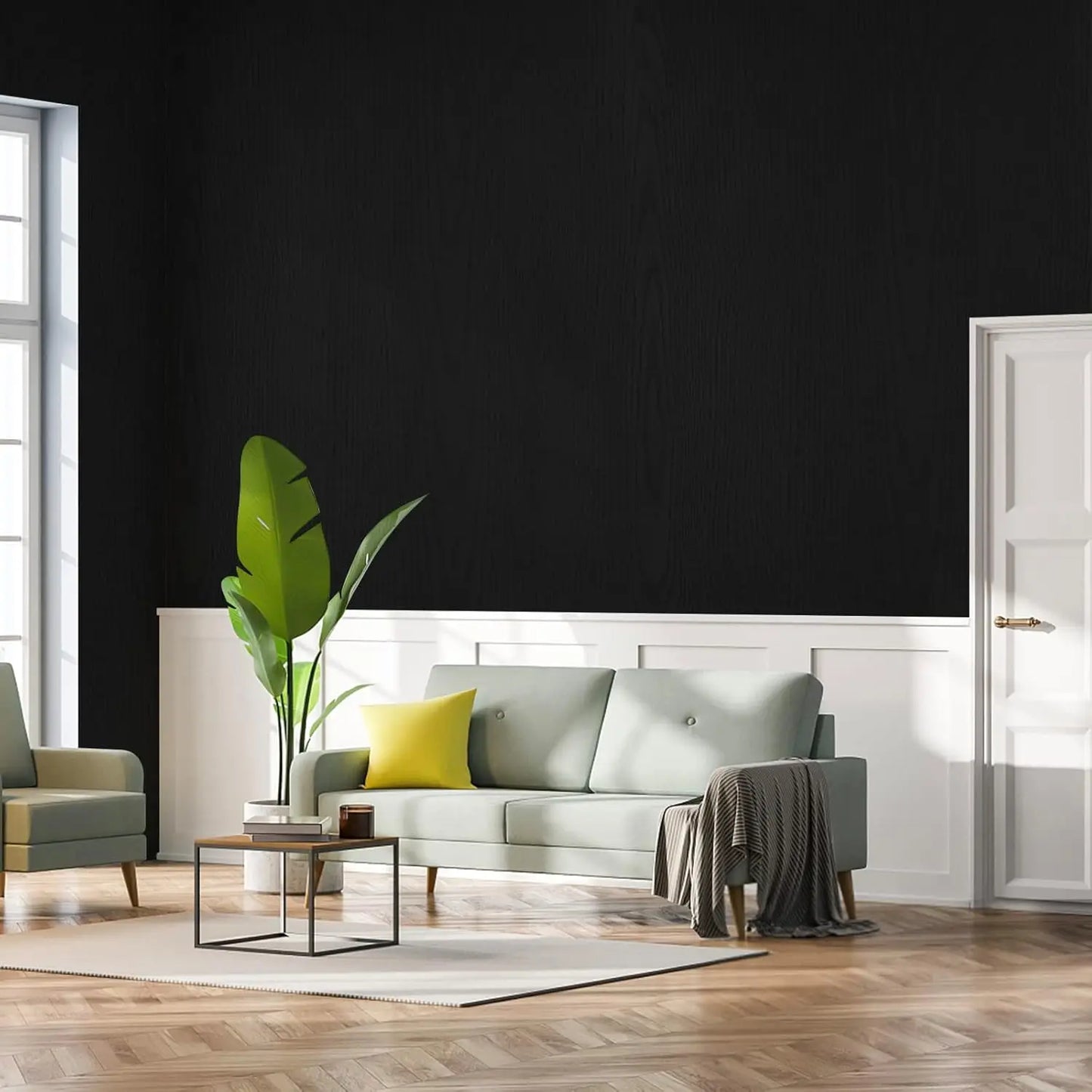 Premium Self-Adhesive Black Wood Wallpaper for Easy Home Renovation 2