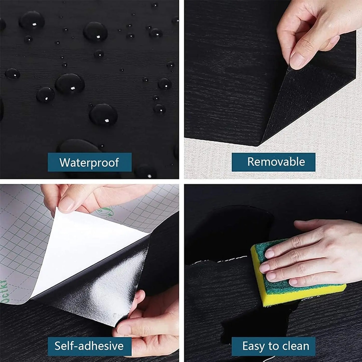 Premium Self-Adhesive Black Wood Wallpaper for Easy Home Renovation 4