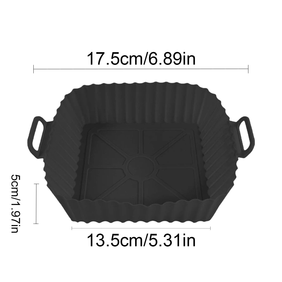 Premium Silicone Air Fryer Liners - Reusable Non-Stick Baking Tray with Side Handles 8