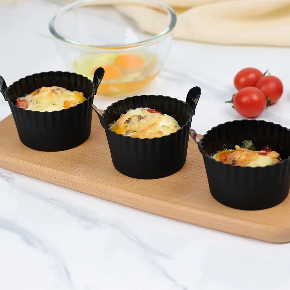 Premium Silicone Egg Cups - Non-Stick Reusable Molds, Dishwasher Safe, Set of 6 1