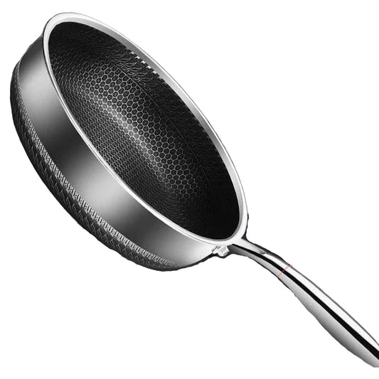 Premium Stainless Steel Frying Pan - Non Stick Skillet with Honeycomb Design for Efficient Cooking 0