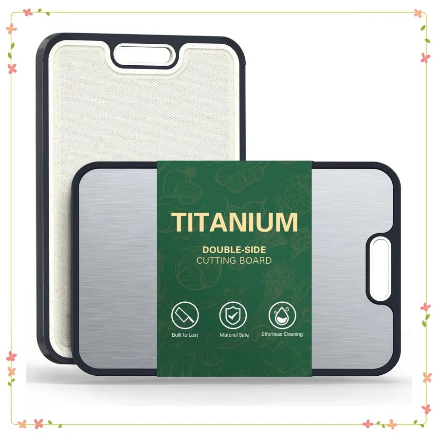 Premium Titanium Cutting Board - Double-Sided Non-Slip with Juice Groove & Handles 0