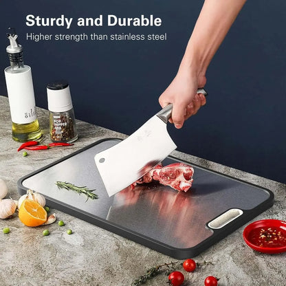 Premium Titanium Cutting Board - Double-Sided Non-Slip with Juice Groove & Handles 2