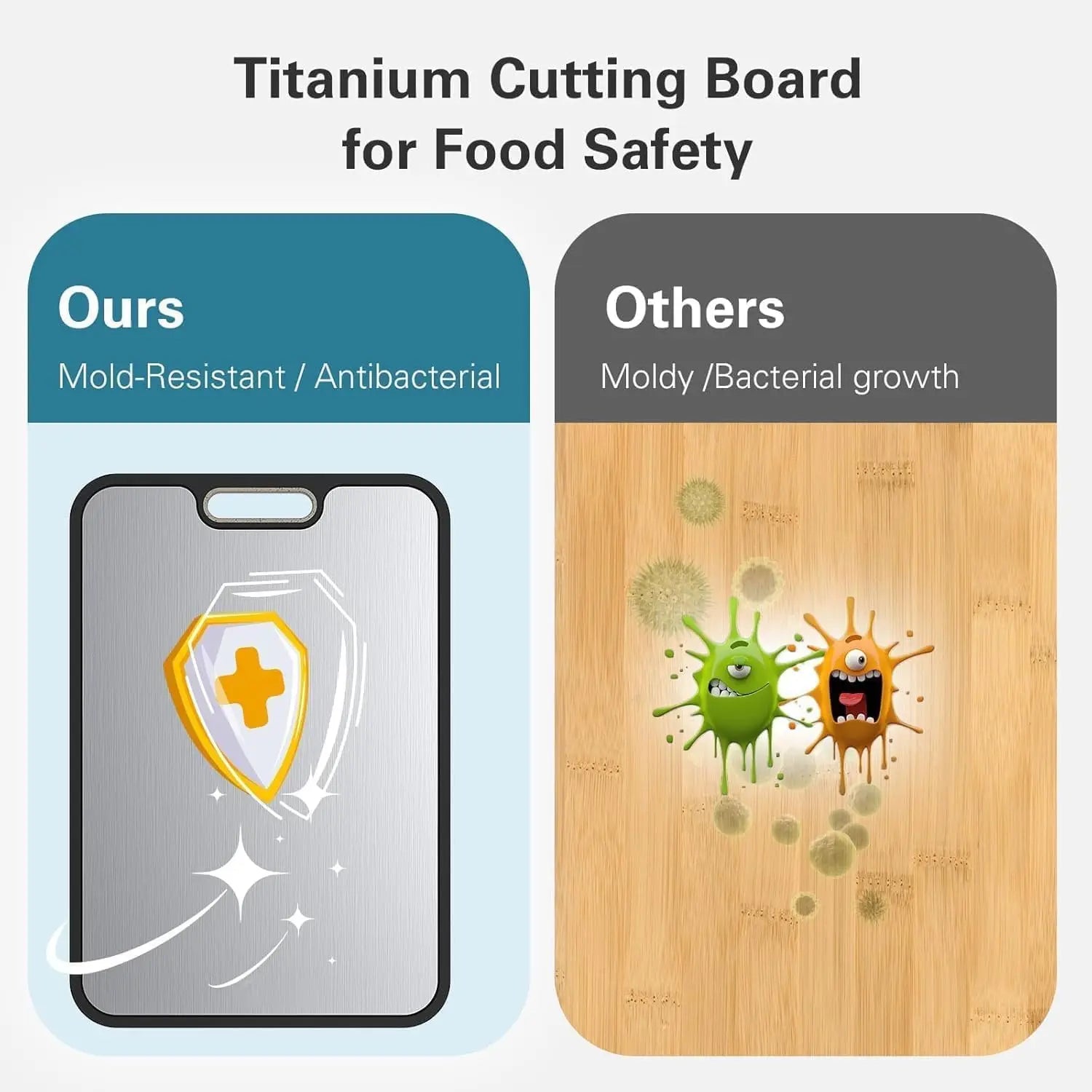 Premium Titanium Cutting Board - Double-Sided Non-Slip with Juice Groove & Handles 3