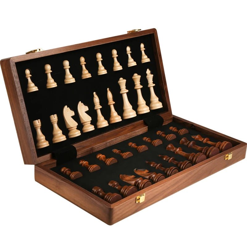 Premium Wooden Chess Set - Classic Folding Design with Solid Walnut Chess Board 0