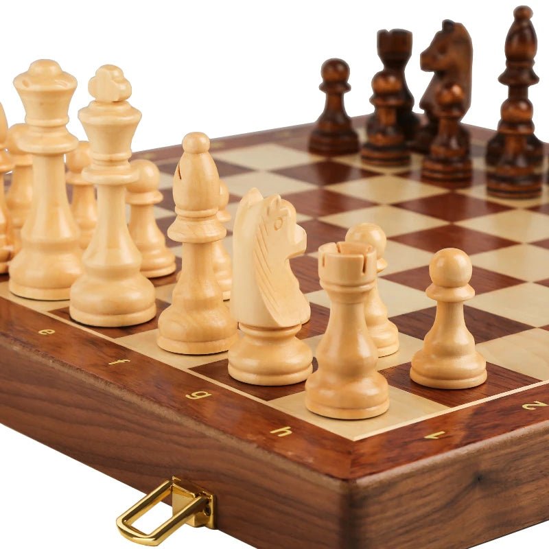 Premium Wooden Chess Set - Classic Folding Design with Solid Walnut Chess Board 1