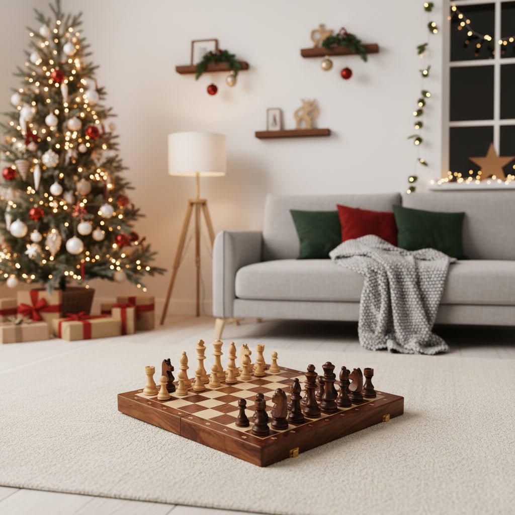 Premium Wooden Chess Set - Classic Folding Design with Solid Walnut Chess Board 2