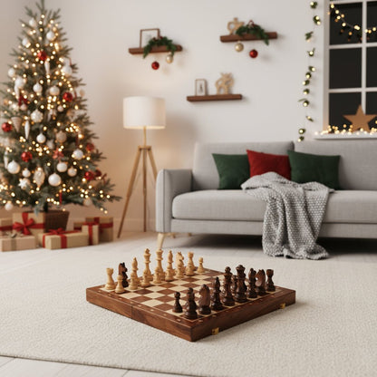 Premium Wooden Chess Set - Classic Folding Design with Solid Walnut Chess Board 2