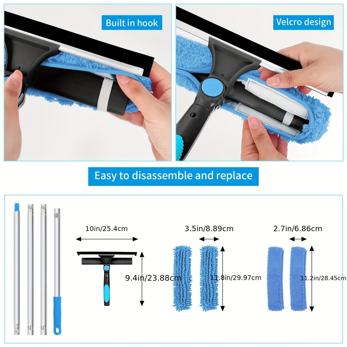 ProClean - 2-in-1 Adjustable Glass Cleaning Tool with Squeegee & Scrubber 3
