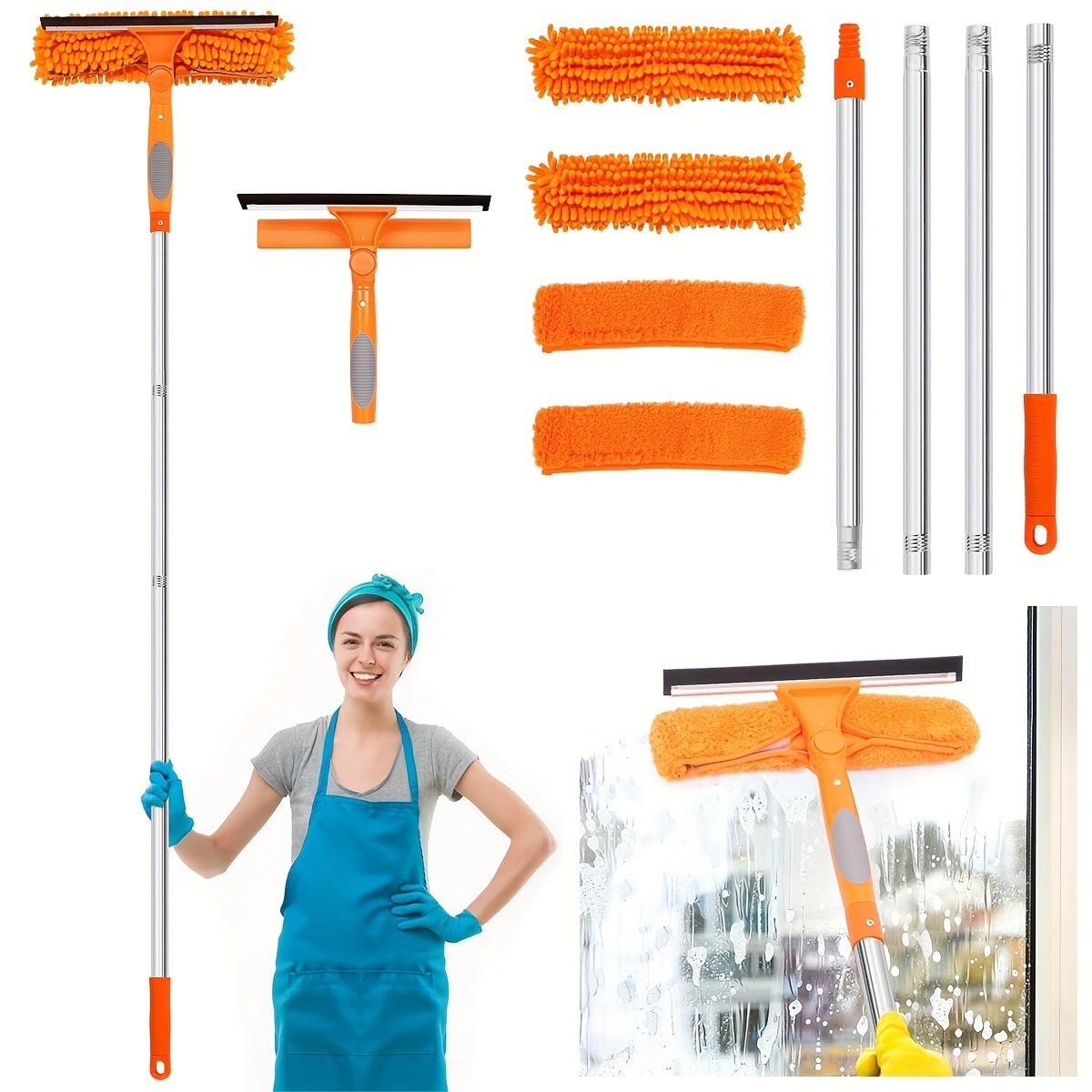 ProClean - 2-in-1 Adjustable Glass Cleaning Tool with Squeegee & Scrubber 6