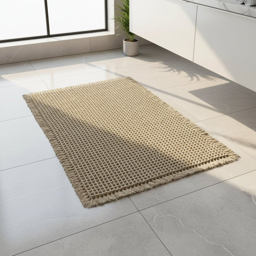 QuickDry Waffle Bath Mat - Ultra-Absorbent Bathroom Mat for Comfort & Safety 0