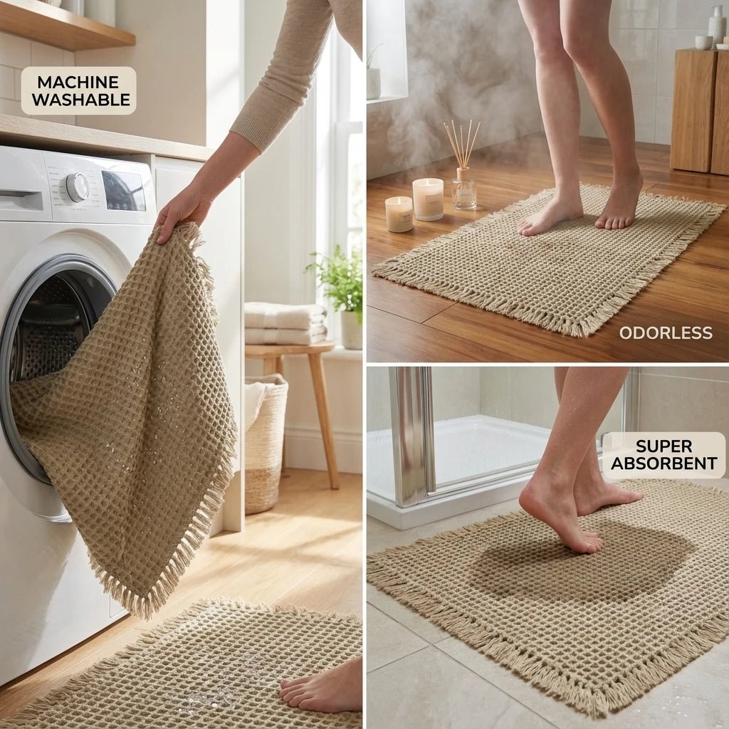 QuickDry Waffle Bath Mat - Ultra-Absorbent Bathroom Mat for Comfort & Safety 3