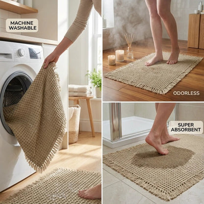 QuickDry Waffle Bath Mat - Ultra-Absorbent Bathroom Mat for Comfort & Safety 3
