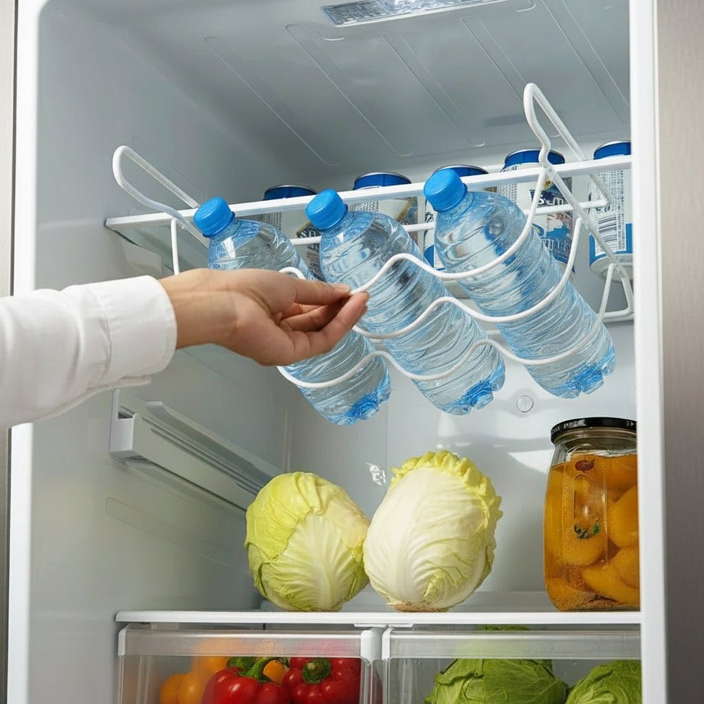 ROLLRACK – Space-saving rolling bottle holder for refrigerator shelves 1