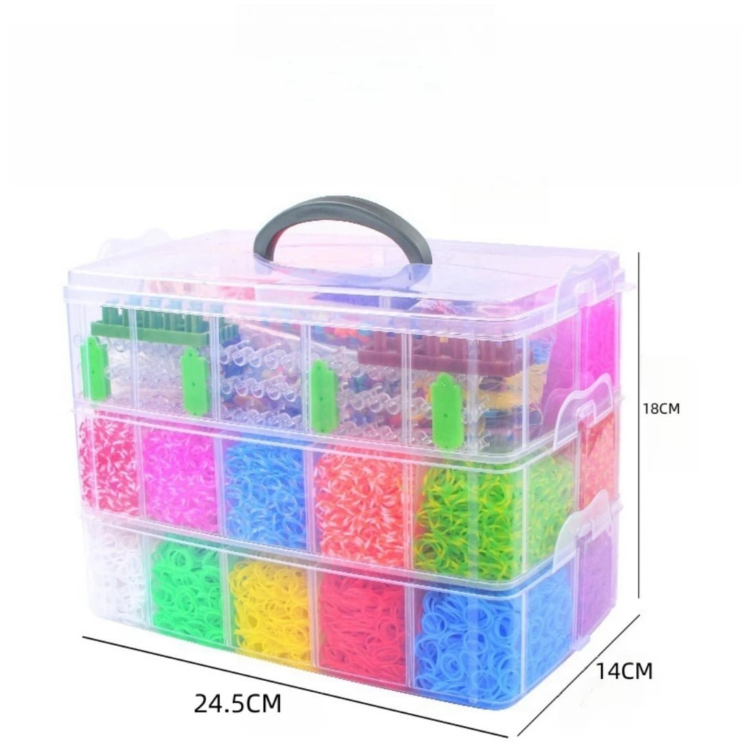 Rainbow Loom Bands DIY Craft Kit - Three-Layer Silicone Bands for Bracelets & Necklaces 1