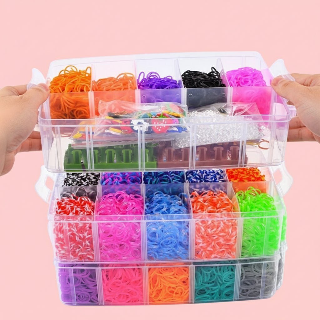 Rainbow Loom Bands DIY Craft Kit - Three-Layer Silicone Bands for Bracelets & Necklaces 2