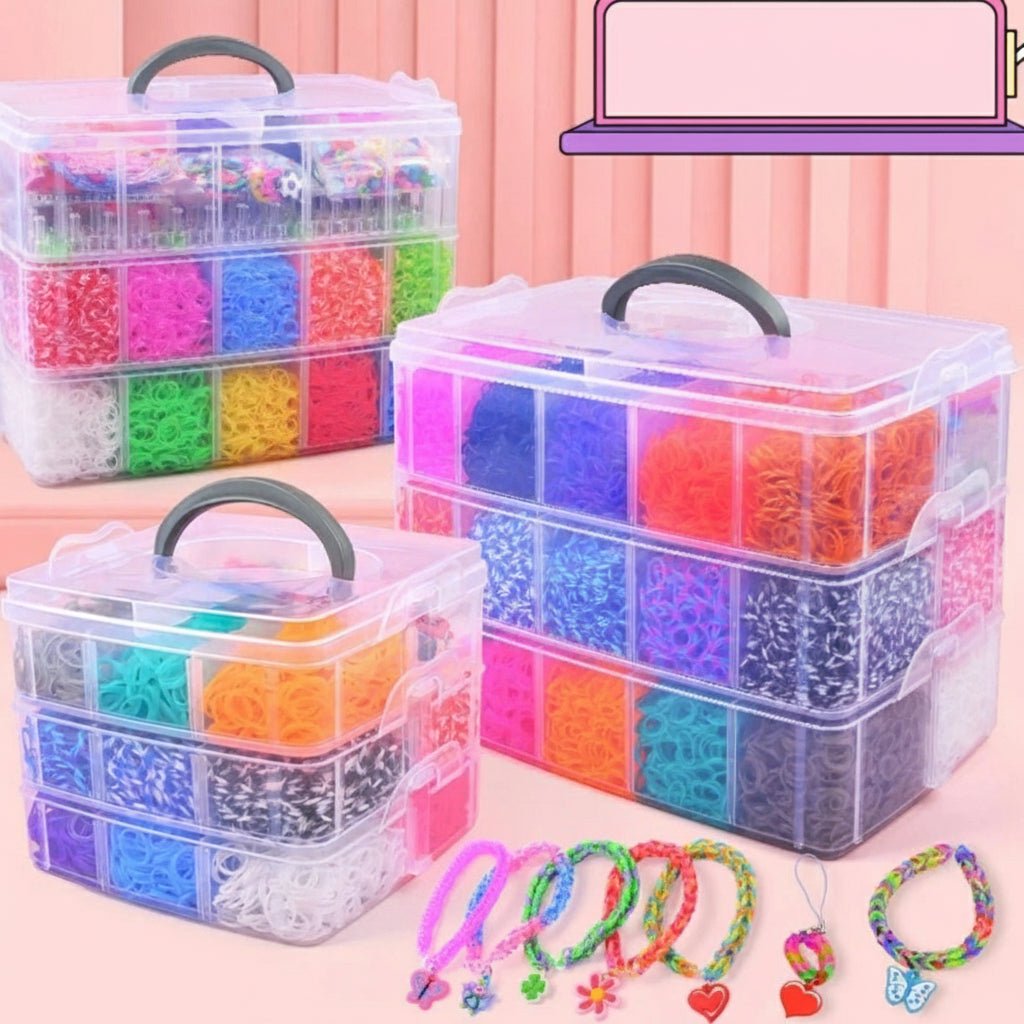 Rainbow Loom Bands DIY Craft Kit - Three-Layer Silicone Bands for Bracelets & Necklaces 3