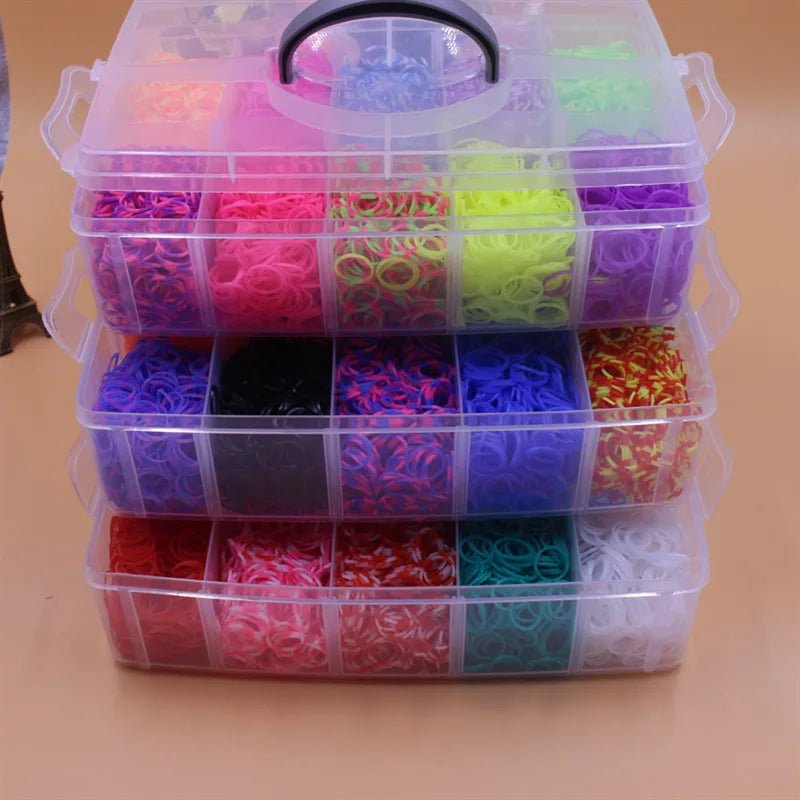 Rainbow Loom Bands DIY Craft Kit - Three-Layer Silicone Bands for Bracelets & Necklaces 4