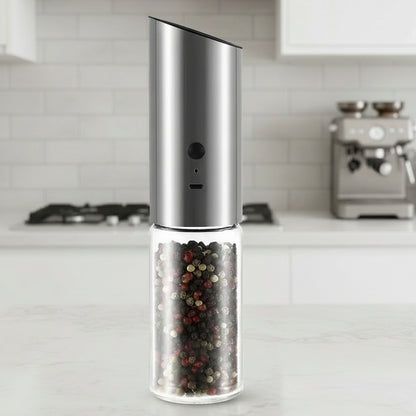 Rechargeable Electric Pepper Grinder - Stainless Steel with Adjustable Fineness 0