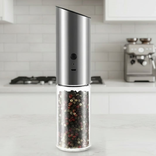 Rechargeable Electric Pepper Grinder - Stainless Steel with Adjustable Fineness 0