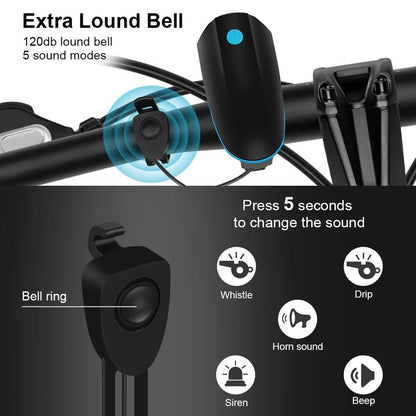 Rechargeable LED Bicycle Light & Horn - 3-in-1 Bike Lamp with Remote Control 2