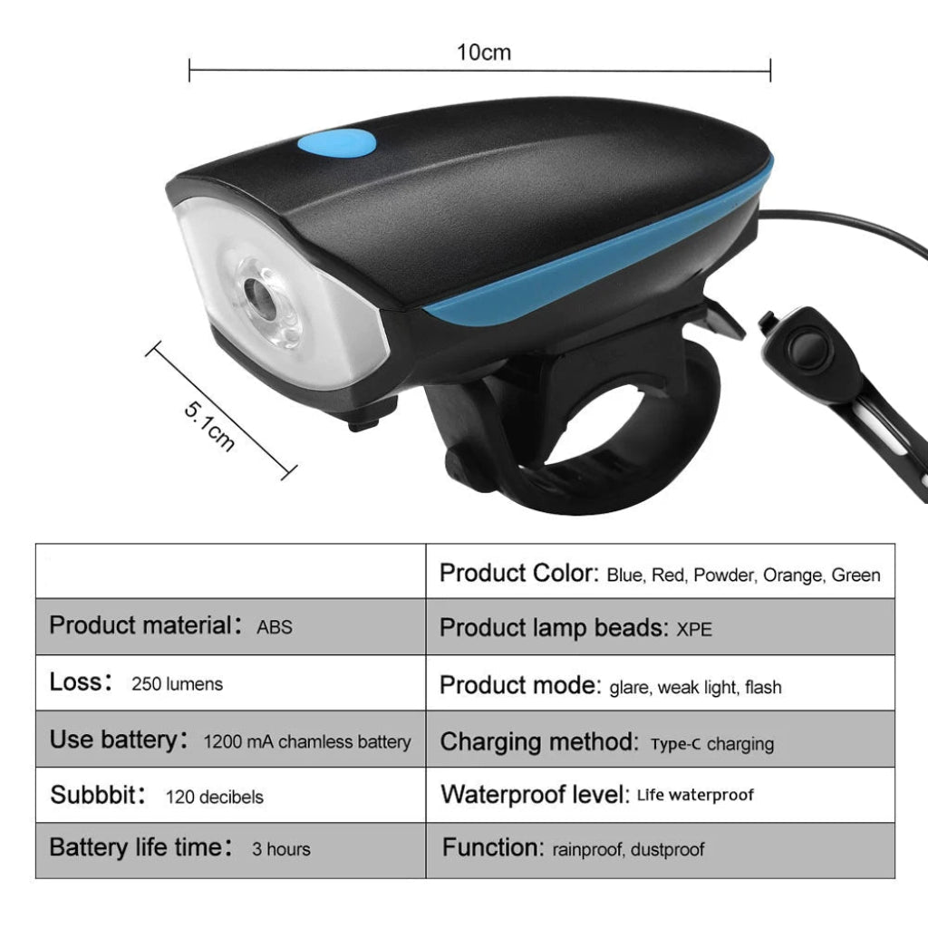 Rechargeable LED Bicycle Light & Horn - 3-in-1 Bike Lamp with Remote Control 5