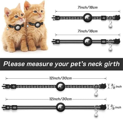 Reflective Cat Collar with Bell, Adjustable Safety Buckle & Airtag Holder 1