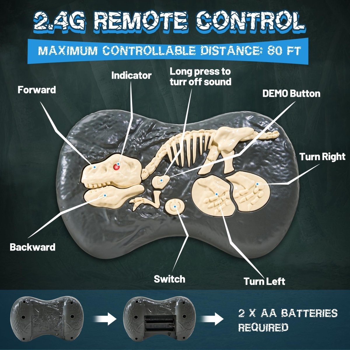 Remote Control Velociraptor with LED Lights & Roaring Sounds for Kids 4