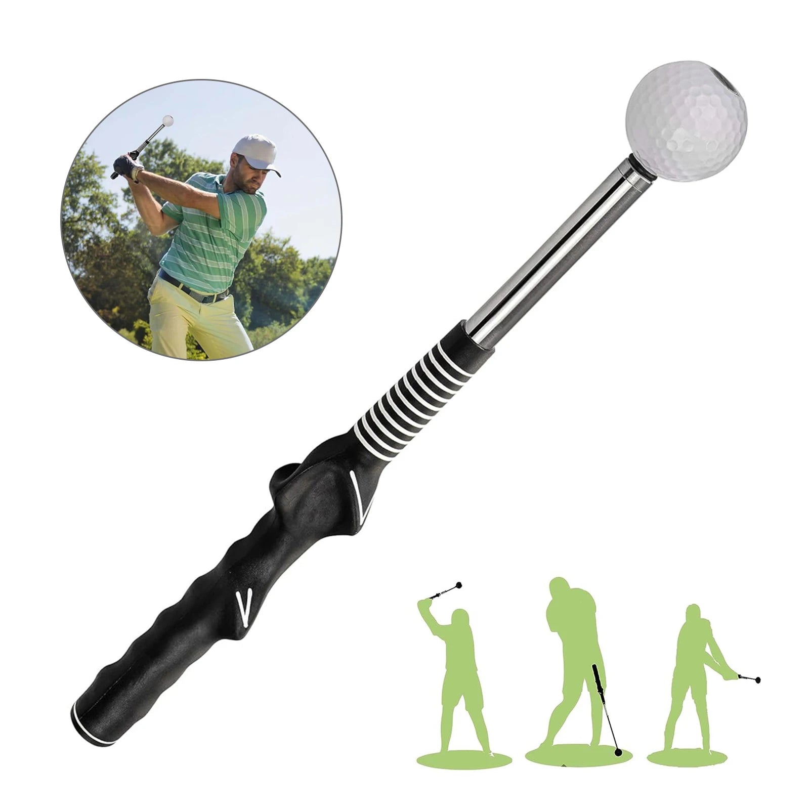 Retractable Golf Swing Trainer with Click Feedback for Indoor Practice 1