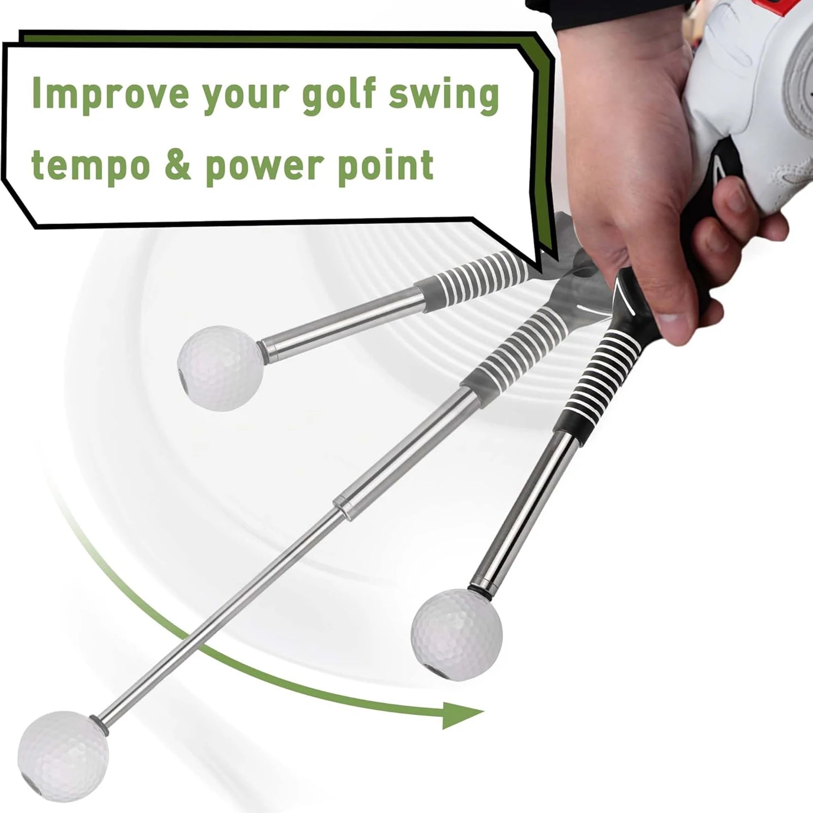 Retractable Golf Swing Trainer with Click Feedback for Indoor Practice 2