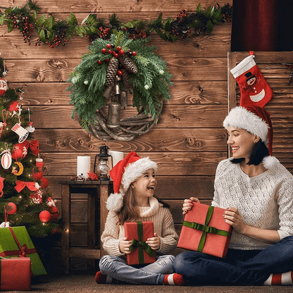 Rustic Boho Christmas Wreath - 17-Inch Holiday Decor with Pinecones & Bells 5