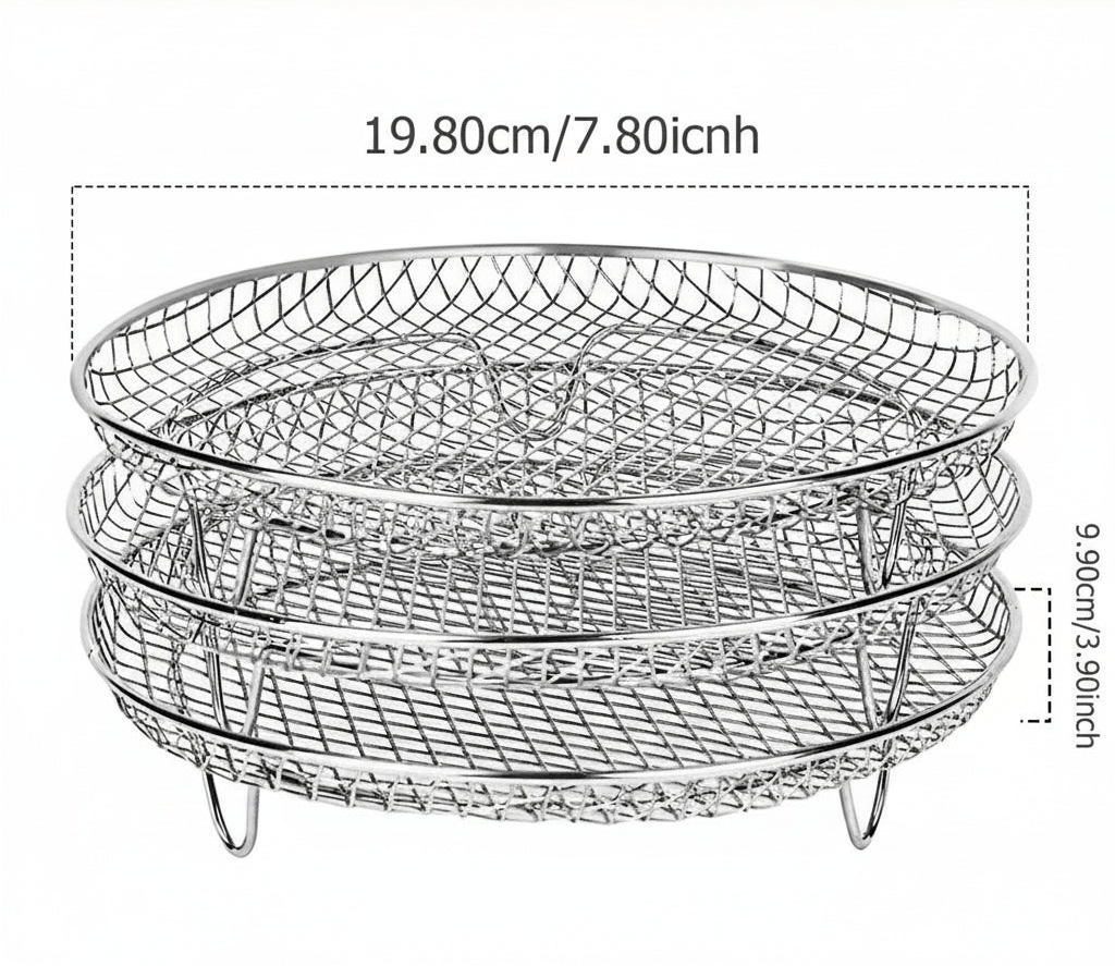 FRYGRID – Air Fryer Non-Stick Tray Pair with Elevated Stackable Rack
