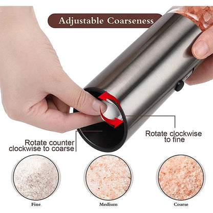 SPICEVOLT – Rechargeable Electric Pepper Grinder in Stainless Steel with Adjustable Fineness