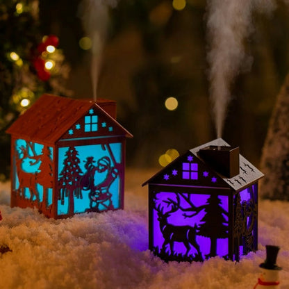 HOUSEGLOW – Wooden House Aroma Diffuser, 240ML Essential Oil Humidifier with Night Light