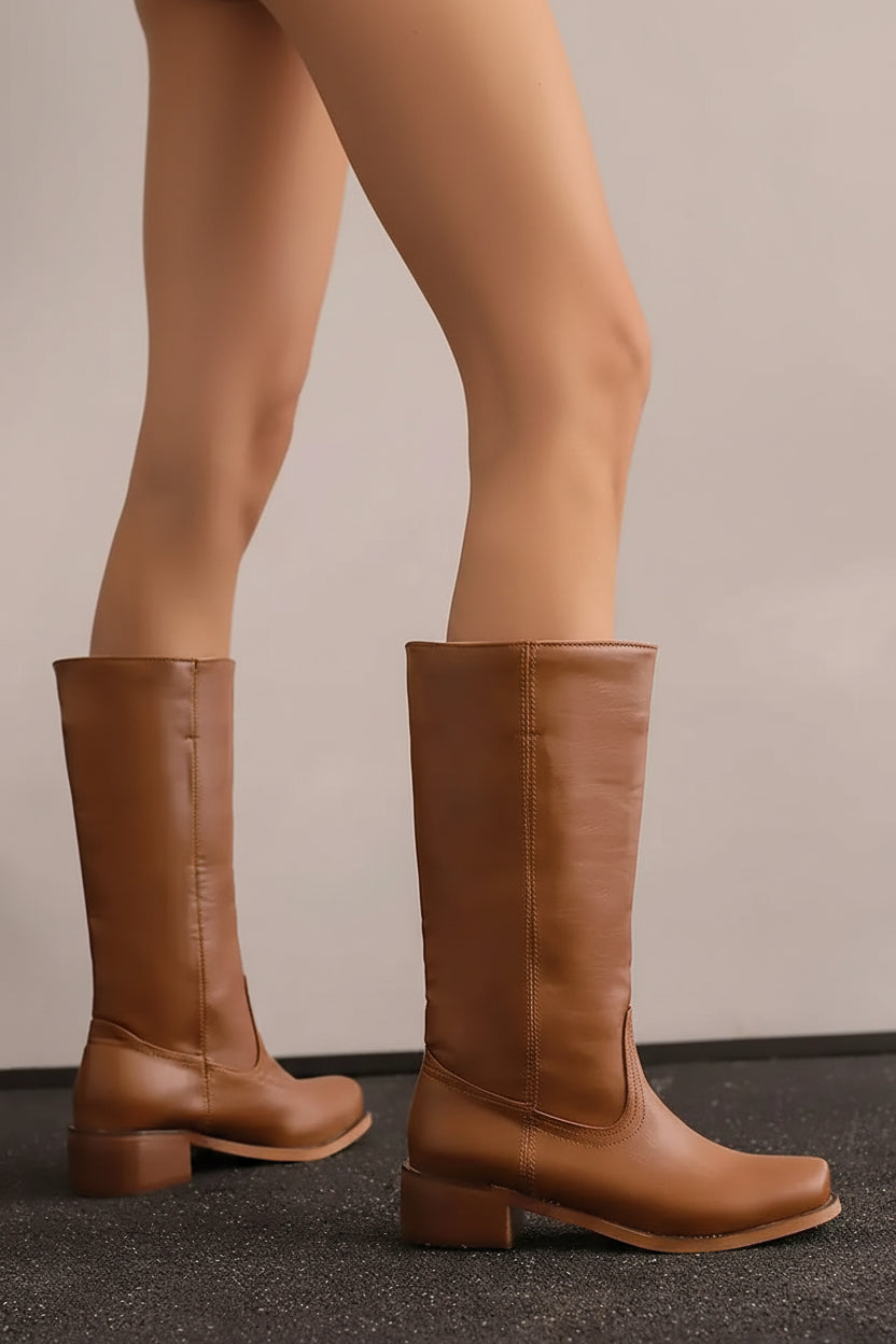 VINTARA – Elegant Heeled Knee-High Leather Boots for Women