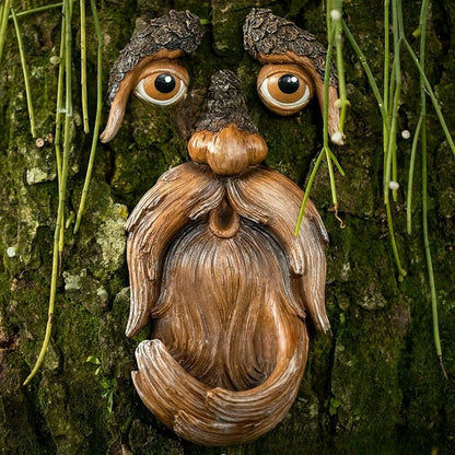 WOODGRIN – Whimsical Tree Face Bird Feeder, Weatherproof Garden Art for Bird Lovers