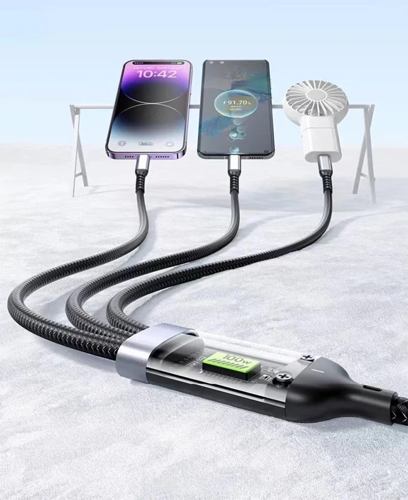 GLOWSYNC – Transparent Multi-Device Fast Charging Cable (3-in-1)