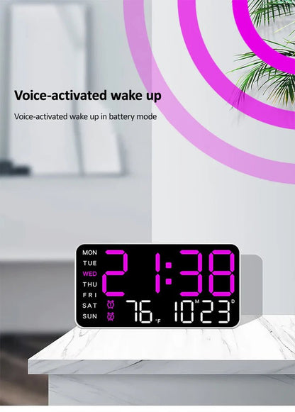 WALLSYNC PRO – Digital Wall Clock with Remote, Dual Alarms & Temperature Display