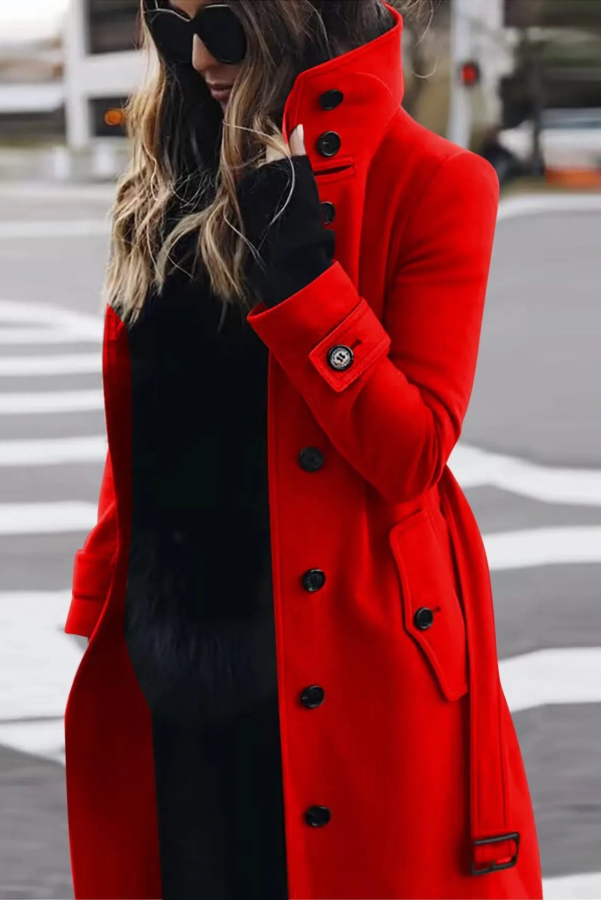 VERTICÉ – Elegant Women's High Collar Button Trench Coat for Winter Sophistication