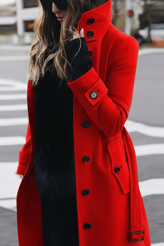 VERTICÉ – Elegant Women's High Collar Button Trench Coat for Winter Sophistication