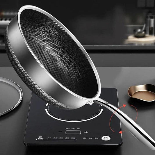 Professional Stainless Steel Frying Pan with Energy-Saving Honeycomb Design for Perfect Heat Distribution 1