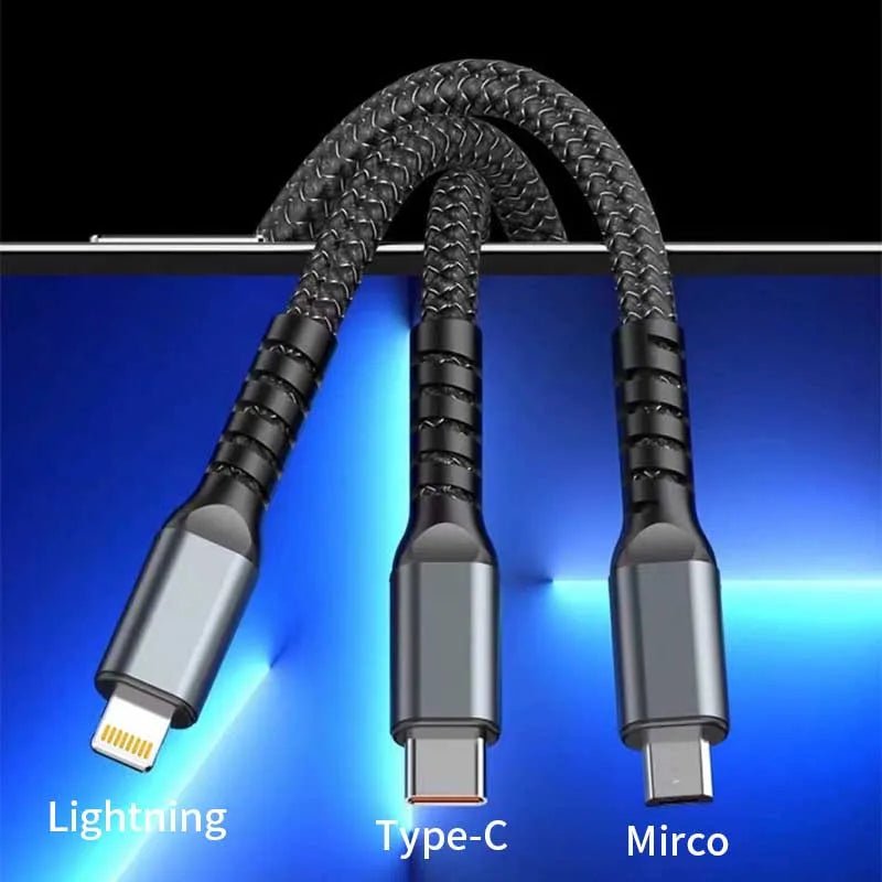 GLOWSYNC – Transparent Multi-Device Fast Charging Cable (3-in-1)