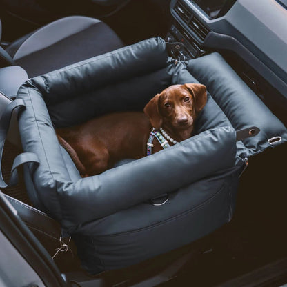 PAWLUXURY – Premium dog car seat with safety belt & elegant design