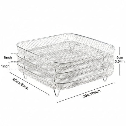 FRYGRID – Air Fryer Non-Stick Tray Pair with Elevated Stackable Rack