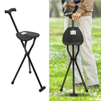 TRIPOSTICK – Folding Walking Cane with Built-in Seat for Travel and Outdoor Rest