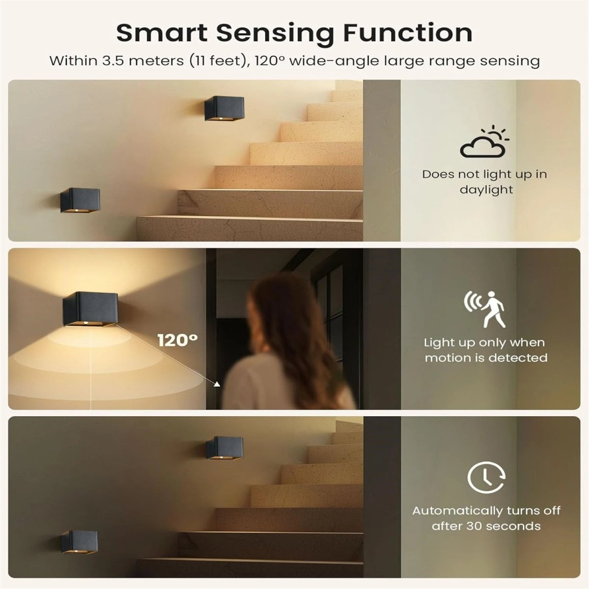 SENSEARC – Wireless LED wall light with motion sensor & 4000 mAh battery 4