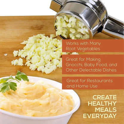 SQUEEZO – Stainless steel potato press with 3 discs for perfect purees & juices 4