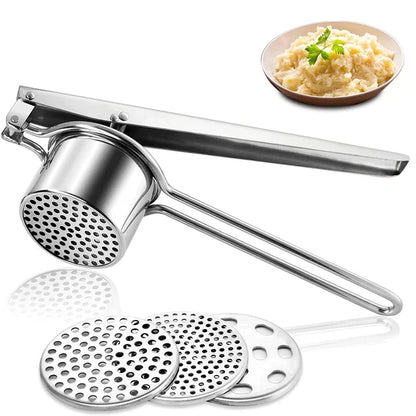SQUEEZO – Stainless steel potato press with 3 discs for perfect purees & juices 6