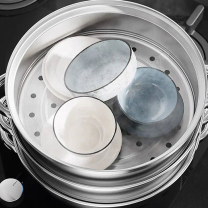 STEAMPRO – 3-Tier Stainless Steel Steamer with Clear Glass Lid 7